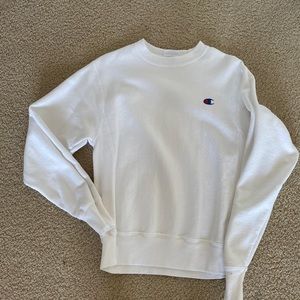 All white champion crewneck